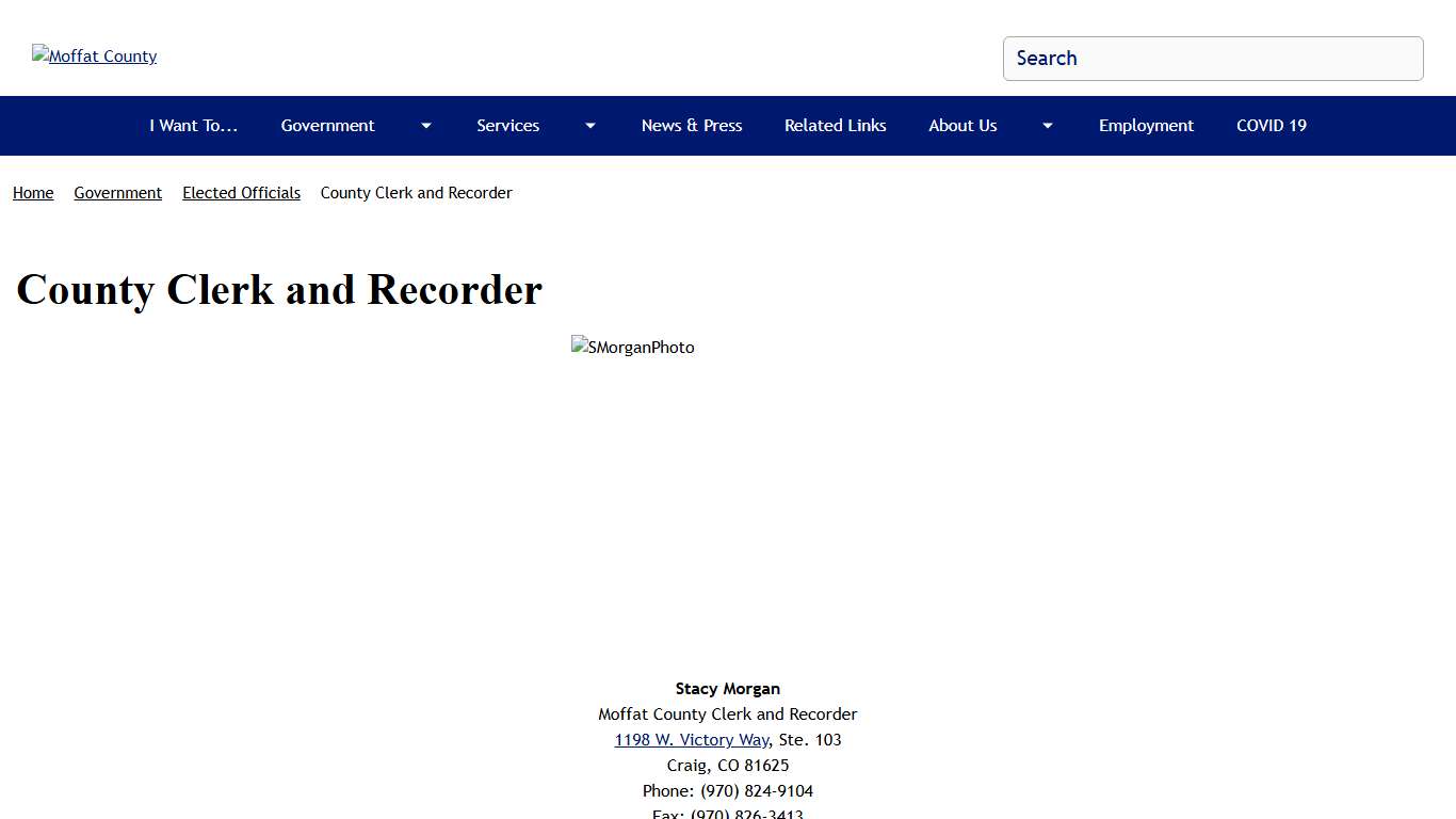 County Clerk and Recorder Moffat County